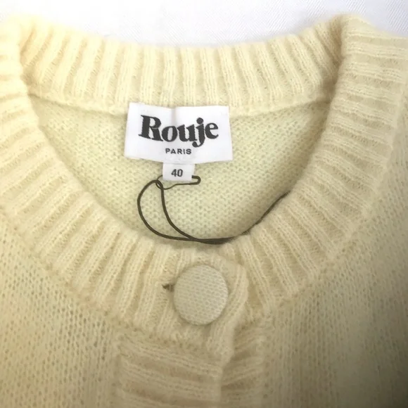 Rouje Paris Romeo Cardigan Sweater in Soft Yellow Size 40/Medium - Picture 5 of 11